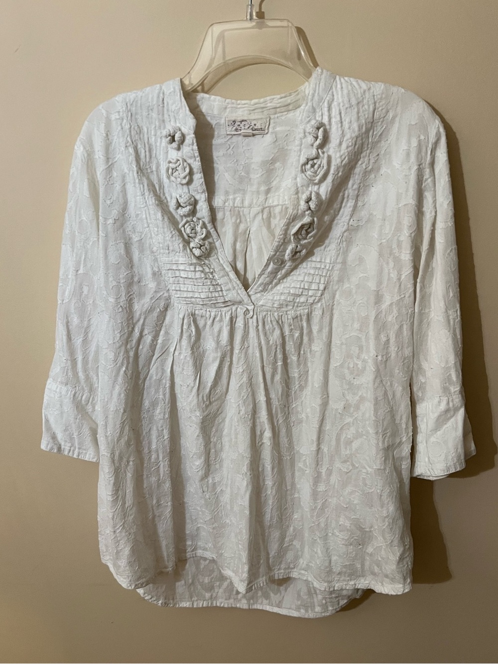 Antica Sartoria White Cotton Floral Shirt Size S/M